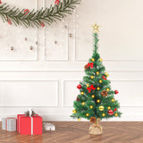 Artificial Christmas Tree with Baubles LED Lights Cloth Bag Base 25.2inches High Outdoor Indoor Office Home Party Holiday Season Decoration  YJ