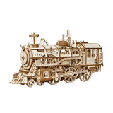 Robotime ROKR 3D Wooden Puzzle Train Model Clockwork Gear Drive Locomotive Assembly Model Building Kit