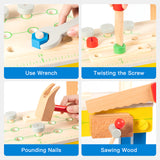 ROBUD Wooden Tool Workbench Toy for Kids & Toddlers, with Wood Tool Set