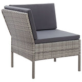 3 Piece Garden Lounge Set with Cushions Poly Rattan Gray