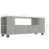 TV Cabinet Concrete Gray 47.2"x11.8"x16.9" Chipboard