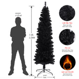 7.5 Ft Halloween Black Artificial Christmas Tree 840 Tips Seasonal Holiday Decoration Tree with Metal Stand