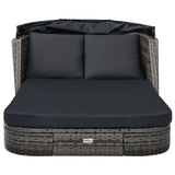 Sun Lounger with Canopy Poly Rattan Anthracite