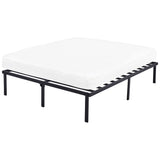 14" Heavy Duty Steel Slat Queen Platform Bed Frame; Black