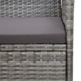 Garden Bench with Cushion Poly Rattan Gray