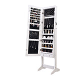 Full Mirror Makeup Mirror Cabinet 2 Drawers 5 Layers Storage Cabinet, Jewelry Mirror Cabinet White