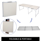 US Stock Home Use Aluminum Alloy Portable Folding Table White Outdoor Picnic Camping Dining Party Indoor RT