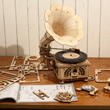 Robotime ROKR DIY Hand Crank Classic Gramophone Wooden Puzzle