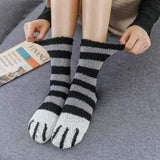 Free shipping Women Girls Winter Cat Claws Cute Thick Warm Sleep Floor Socks