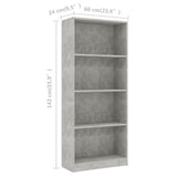 4-Tier Book Cabinet Concrete Gray 23.6"x9.4"x55.9" Chipboard