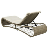 Sun Lounger with Cushion Poly Rattan Gray