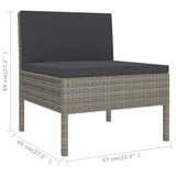 3 Piece Garden Lounge Set with Cushions Poly Rattan Gray