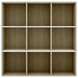 Book Cabinet White and Sonoma Oak 38.6"x11.8"x38.6" Chipboard