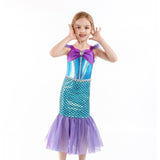 Girls Mermaid Princess Fancy Dress Up Costume Set With Red Wig And Headband