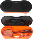 Bosonshop Portable Badminton Net Set Storage Box Base with 2 Battledores 2 Shuttlecocks Large, Orange