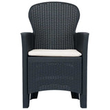 Garden Chairs 2 pcs with Cushion Anthracite Plastic Rattan Look