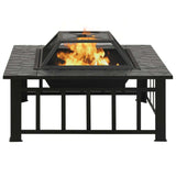 Garden Fire Pit with Poker 31.9"x31.9"x18.5" XXL Steel