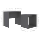 Coffee Table Set Gray 18.9"x11.8"x17.7" Chipboard