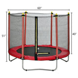 60" Round Outdoor Trampoline with Enclosure Netting RT