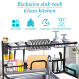 Over The Sink Dish Drying Rack Stainless Steel Kitchen Supplies Storage Shelf Multifunctional Tableware Drainer Organizer