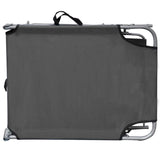 Folding Sun Lounger with Canopy Steel Gray