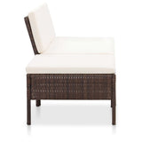 3 Piece Garden Lounge Set with Cushions Poly Rattan Brown