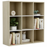 Book Cabinet White and Sonoma Oak 38.6"x11.8"x38.6" Chipboard