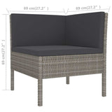 3 Piece Garden Lounge Set with Cushions Poly Rattan Gray