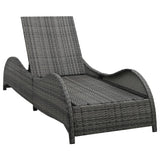 Sun Lounger with Cushion Poly Rattan Anthracite