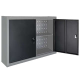 Wall Mounted Tool Cabinet Industrial Style Metal Gray and Black