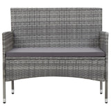 Garden Bench with Cushion Poly Rattan Gray