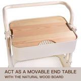 QW Movable Storage Utility Rolling Cart, Rolling End Table for Organization, Fit for Office Home and Kitchen, Cream