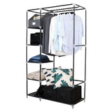 64" Portable Closet Storage Organizer Wardrobe Clothes Rack with Shelves Black RT