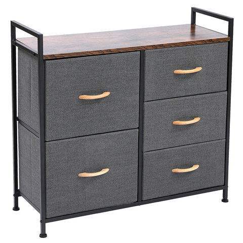 Dresser Organizer with 5 Drawers, Fabric Dresser Tower for Bedroom, Hallway, Entryway, Closets - Dark Gray