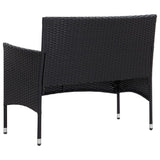 4 Piece Garden Lounge Set with Cushions Poly Rattan Black