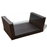 4 Piece Garden lounge set with Cushions Poly Rattan Brown