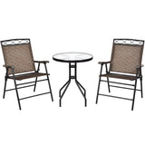 3PCS Bistro Set Conversation Set Pub Patio Outdoor w/ Folding Chairs Table