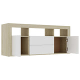 TV Cabinet White and Sonoma Oak 47.2"x11.8"x19.7" Chipboard