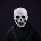 Halloween Mask Scary Full Head Skull Masks with Moving Jaw Realistic Latex Skeleton Props Cosplay Party Costume