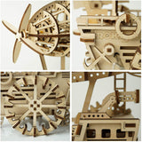 Robotime ROKR DIY 3D Wooden Puzzle Mechanical Gear Drive Air Vehicle Assembly Model Building Kit