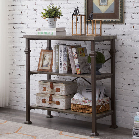 3-Tier Bookshelf, Rustic Industrial Style Bookcase Furniture