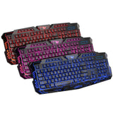 3 Colors Crack Illuminated LED Backlight USB Multimedia PC Gaming Keyboard A878