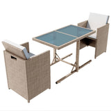 3 Piece Bistro Set with Cushions Poly Rattan Beige