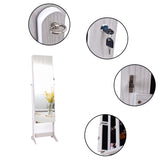 Full Mirror Makeup Mirror Cabinet 2 Drawers 5 Layers Storage Cabinet, Jewelry Mirror Cabinet White