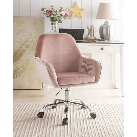 Eimer Office Chair in Peach Velvet & Chrome  YJ