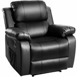 ORIS FUR. PU Leather Heated Massage Recliner Sofa Ergonomic Lounge with 8 Vibration Points (black) RT