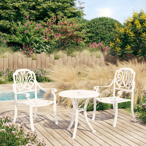 3 Piece Bistro Set Cast Aluminum White