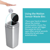 35L Smart Motion Sensor Automatic Trash Can Waste Bin Silver