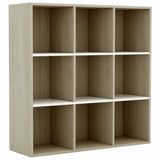 Book Cabinet White and Sonoma Oak 38.6"x11.8"x38.6" Chipboard