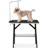 Dog/cat grooming table adjustable height -32 "dry table with double loop/mesh tray, up to 220 LBS black